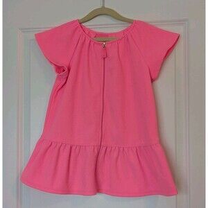 Lilly Pulitzer Girl's Illiana Swim Cover Up Size S (4-5) Flutter Sleeve Hot Pink
